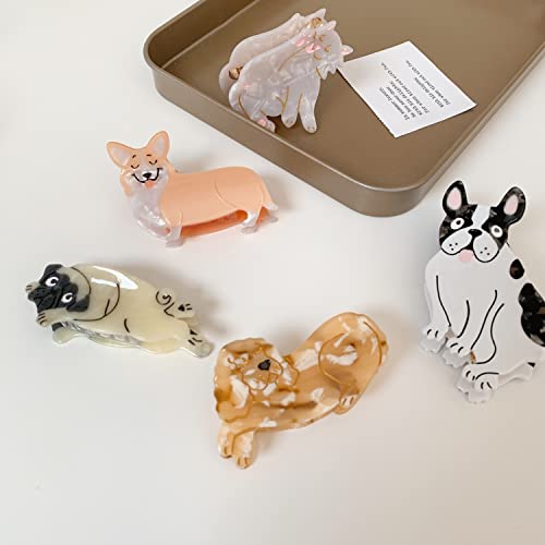 Pug Dog Hair Clips,Small Claw Clips For Girls,Acetate Hair Clips For Women,S5 #TOP7