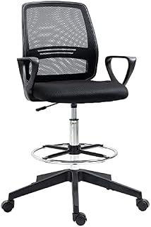 Vinsetto Ergonomic Mesh Back Drafting Chair Tall Office Chair with Adjustable Height and Footrest 360° Swivel