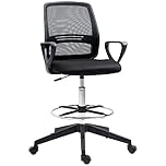 Vinsetto Drafting Chair, Ergonomic Tall Office Chair with Mesh Back, Lumbar Support, Adjustable Height and Foot Ring, Swivel Wheels, for Standing Desk, Black