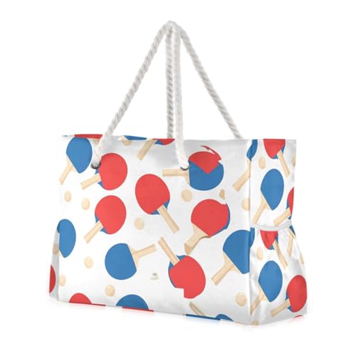 Table Tennis Ivory Beach Tote Bag for Women Waterproof Large Swim Pool Beach Bags with Zipper Travel Tote Bags Carry On Bag for Yoga Gym Women Vacation Essentials Nurse