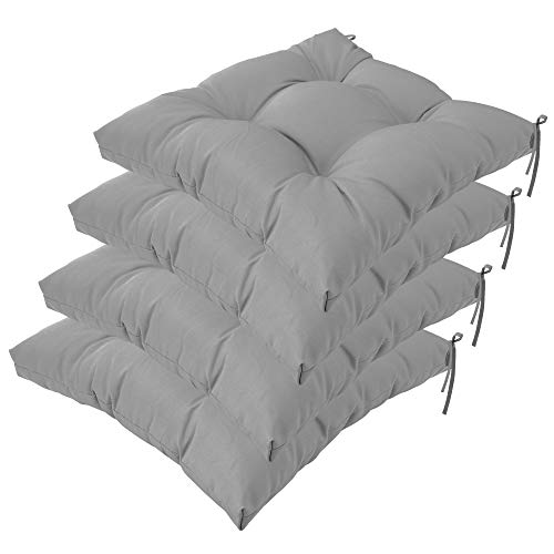 Image of QILLOWAY Indoor /Outdoor Square Seat Patio Cushion - 19-Inches,Pack of 4 (Grey)