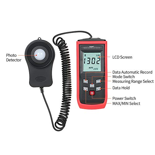 KKcare Miniluminômetro LCD portátil fotômetro digital luxímetro medidor de luz 0-199999 lux medidor
