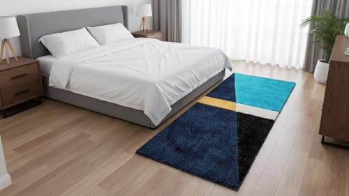 Image of Modern Fluffy Silky Micro Fiber Polyster Carpet /Runner for Bedroom, Study Room, Playing Room, Guest Room ETC 1.5x3 feet-C-15
