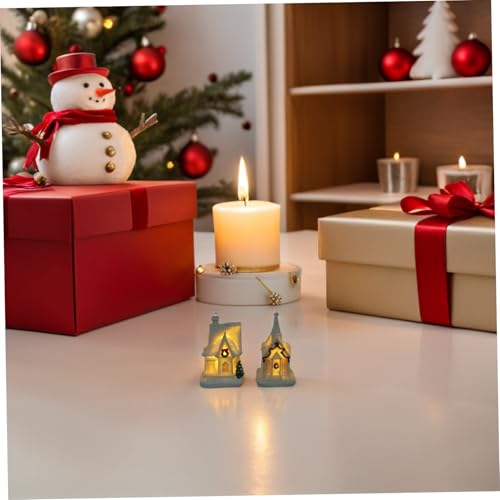 Cabaña iluminada de resina ideal como obsequio de Navidad para el hogar 6