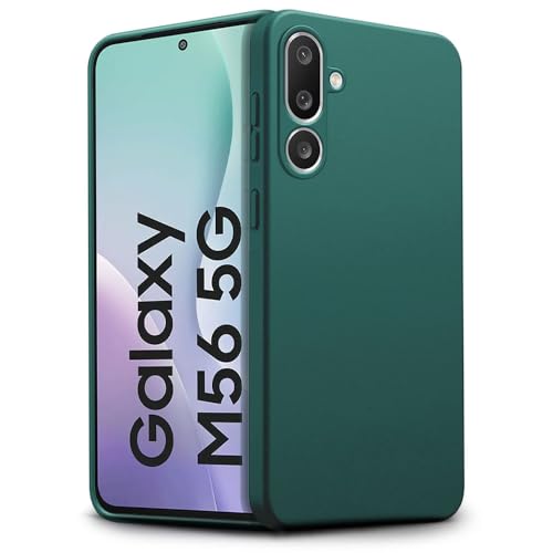 Image of WOW IMAGINE Back Cover for Samsung Galaxy M56 5G | Galaxy F56 5G | Ultra Slim Soft Rubberised Case | Inner Velvet Fabric | Matte Silicone Flexible Mobile Case | Camera Protection - Green