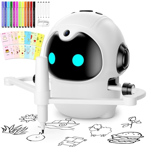 HOLIBIBE Drawing Robot for Kids, Interactive Educational Toy with 150 Cards, 12 Color Markers & Voice Guidance, Magic Drawing Robot for Boys & Girls Ages 3-8, Educational Learning Toys for Kids