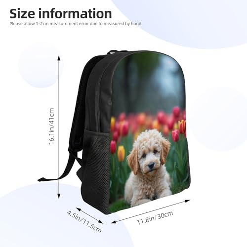 Lightweight Daypack For Adult Puppy Tulip Garden Lawn Large Capacity Backpack For Travel Hiking Camping 16 Inch4