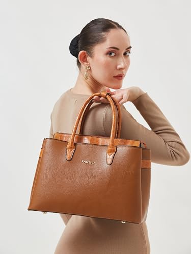 Image of Fargo Roam Handbag for Women | Vegan Leather with 15-Inch Laptop Compartment, RFID Pocket, Smooth Zip & Premium Look | Stylish Office, College & Travel Bag | Made in India