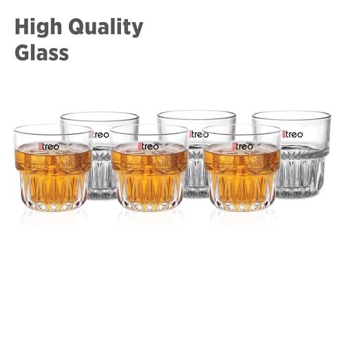 Image of Treo by Milton Empress Whiskey Glass Set of 6, 255 ml Each I Crystal Clear Glass I Classic Design I Tumbler for Whiskey, Bourbon, Scotch & Cocktails
