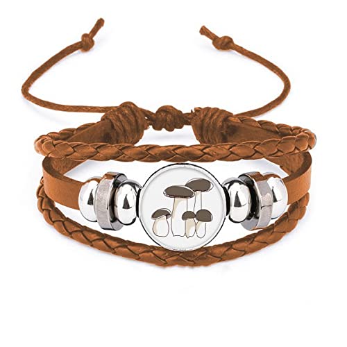 Bracelet en cuir motif champignon frais bijou tendance nature et accessoire maroquinerie