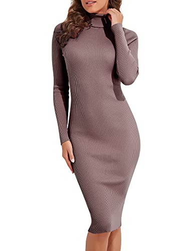 PrettyGuide Women's Turtleneck Sweater Dress Long Sleeve Ribbed K...