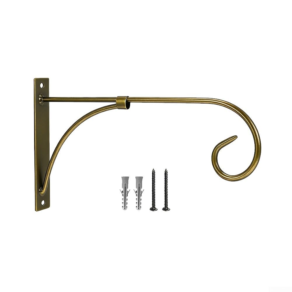 Hanging Basket Bracket for Concrete Posts, 11 Inch Heavy Duty Carbon Steel Plant Hook for Outdoor Garden Yard Patio Decoration, Easy Install with Screws, Black(bronze)