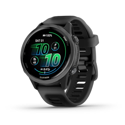Garmin® Forerunner® 570, 42mm, Advanced GPS Running and Triathlon Smartwatch, AMOLED Display, Training and Recovery Features, Slate Gray Aluminum with Translucent Black/Black Band