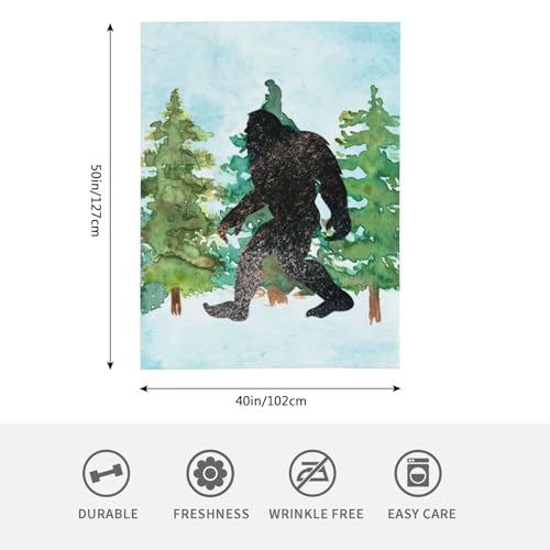 HGOD DESIGNS Sasquatch Watercolor Flannel Fleece Bed Blanket Throw Blanket Lightweight Cozy Plush Blanket for Bedroom Living Rooms Sofa Couch 50"x40" - Image 2