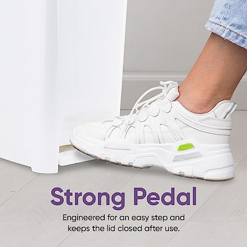 Image of Superio Slim Step On Pedal Plastic Trash Can, Waste Bin for Under Desk, Office, Bedroom, Bathroom, Kitchen (2.5 gal) (White 3 Pack)