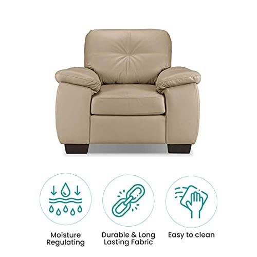 Image of Torque Antos Leatherette Sofa Set 1 Seater-Beige | Single Person Sofa Couch with Cushioned Seating | 1 Seater Sofa for Home Office Furniture Festival Gifts