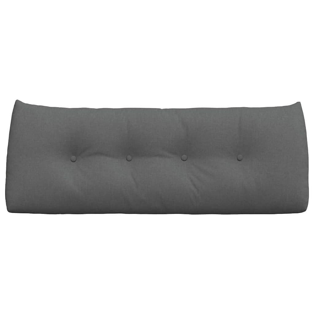 Moderno cuscino per la schiena con chiusura lampo, 120 x 24 x 50 cm, tessuto vellutato grigio scuro, design ergonomico per una migliore tenuta, imbottitura in poliestere, rivestimento