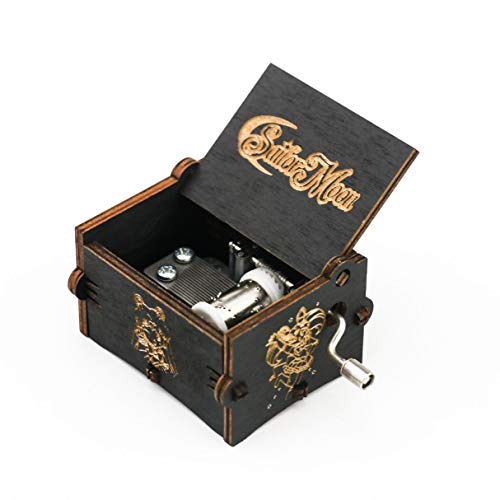Sailor Moon Caja de música manivela tallada caja musical de madera, regalo musical, juego Moonlight...