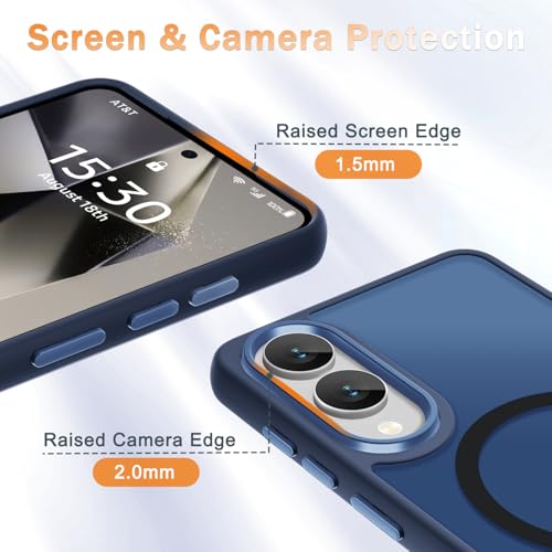 Image of for Samsung Galaxy S25 Edge Case, Matte Magnetic Phone Case with 1 Screen Protector, Support for Magsafe, Translucent Frosted Shockproof Protective Cover for Samsung Galaxy S25 Edge, Navy Blue