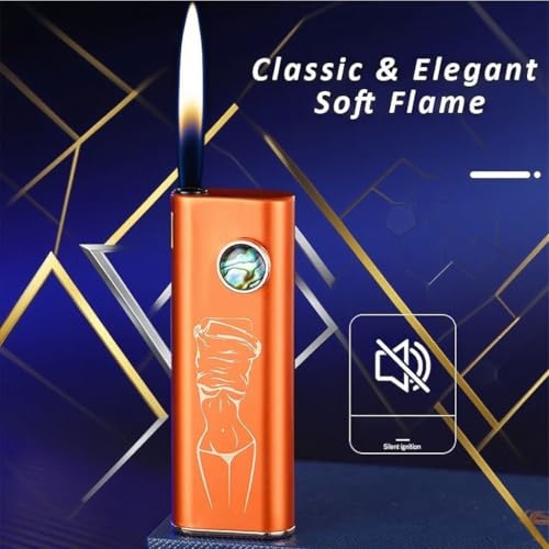 Encendedor metálico ultraplanito recargable de llama suave miniatura 6