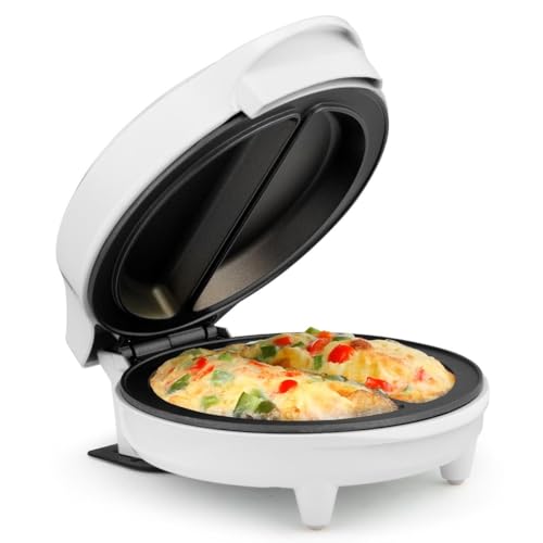Holstein Housewares - Non-Stick Omelet & Frittata Maker, White/Stainless Steel - Makes 2 Individual Portions Quick & Easy