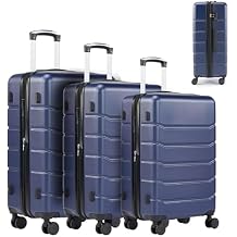Simple Deluxe 20/24/28 Inch Expandable Hardside Carry On with Spinner Wheels & TSA Lock, ABS Hard Shell Lightweight Rolling Luggage Suitcase, Blue