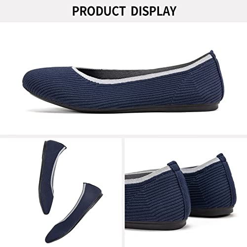 Image of Frank Mully Women's Ballet Flats Round Toe Walking Flats Slip On Work Shoes Knitted Flats Shoes for Woman Soft Lightweight