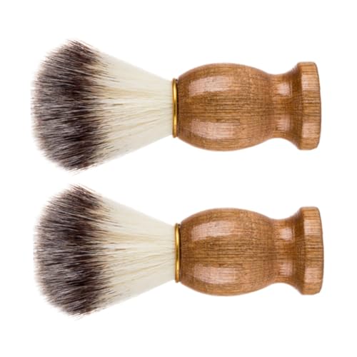 Gogogmee 2pcs Soft Bristled Beard Brush for Men Shave Brush Shaving Accessory Wood Handle Replacement