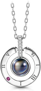 T400 925 Sterling Silver I Love You Necklace 100 Languages Projection Pendant Necklace,Love Gift 15.7"+1.2" Chain