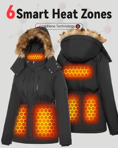 Graphene Heated Jacket for Women with Large Capacity Battery Pack Waterproof Windproof4