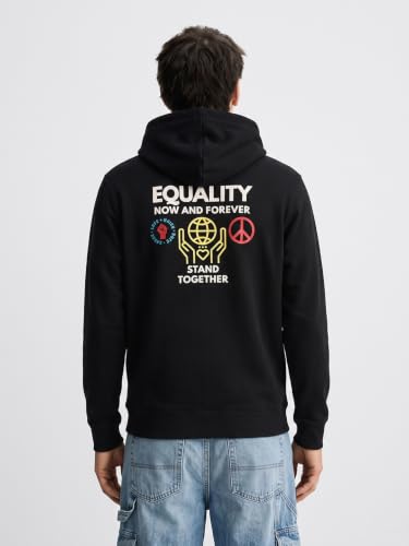 Image of The Indian Garage Co Men Regular Fit Typography Overhead Hooded Sweatshirt