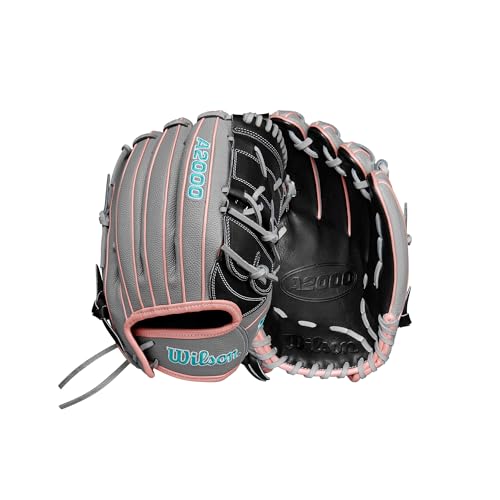 Wilson Fall 2024 A2000® MA14 12.25” Fastpitch Pitcher’s Glove - Right Hand Throw, Grey/Rose Gold/Teal