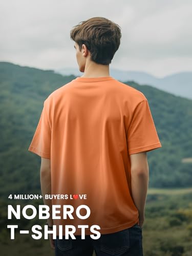 Image of Nobero 100% Cotton Oversized T Shirts for Men Stylish | Oversized Fit | Solid T Shirts for Men 180 GSM Combed Cotton | Round Neck Half Sleeve