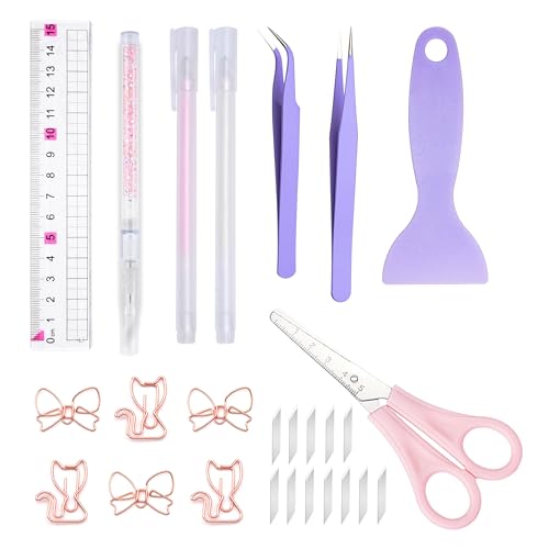 Arvakr Scrapbooking Tools Scrapbook Supplies with Sticker Tweezers Glue Pen for Crafting Card Making Sticker Cutter Paper Craft