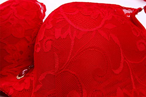 Women Plus Size Underwire Bra Push Up Smoothing Back Everyday Bra Red 40D, Asian Tag 44/100 #TOP3