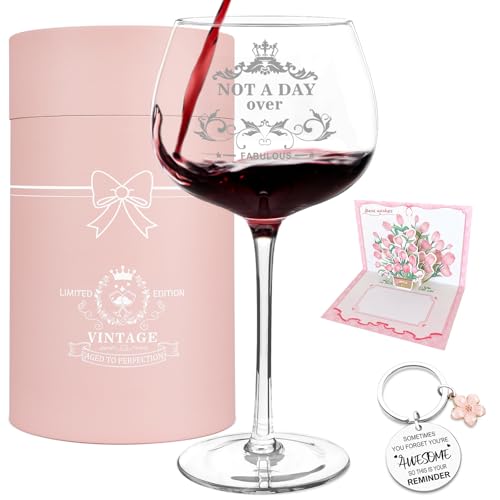 Gifts for Women Birthday Unique, Not A Day Over Fabulous Personalized Wine Glass Gifts for Women, Womens Gift Ideas Unique Friend Birthday Gift for Her, Girlfriend Coworkers