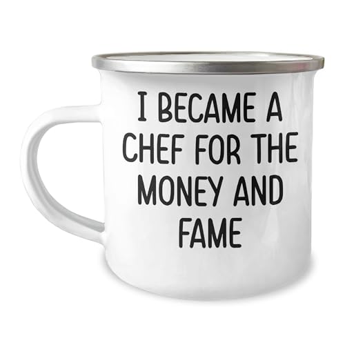 AddictiveDesignsCo Give the Gift of Fame to the Chef in Your Life, Camping Mug for Christmas, I Became A Chef For The Money And Fame, Chef Gifts, Funny Quote (156 characters)