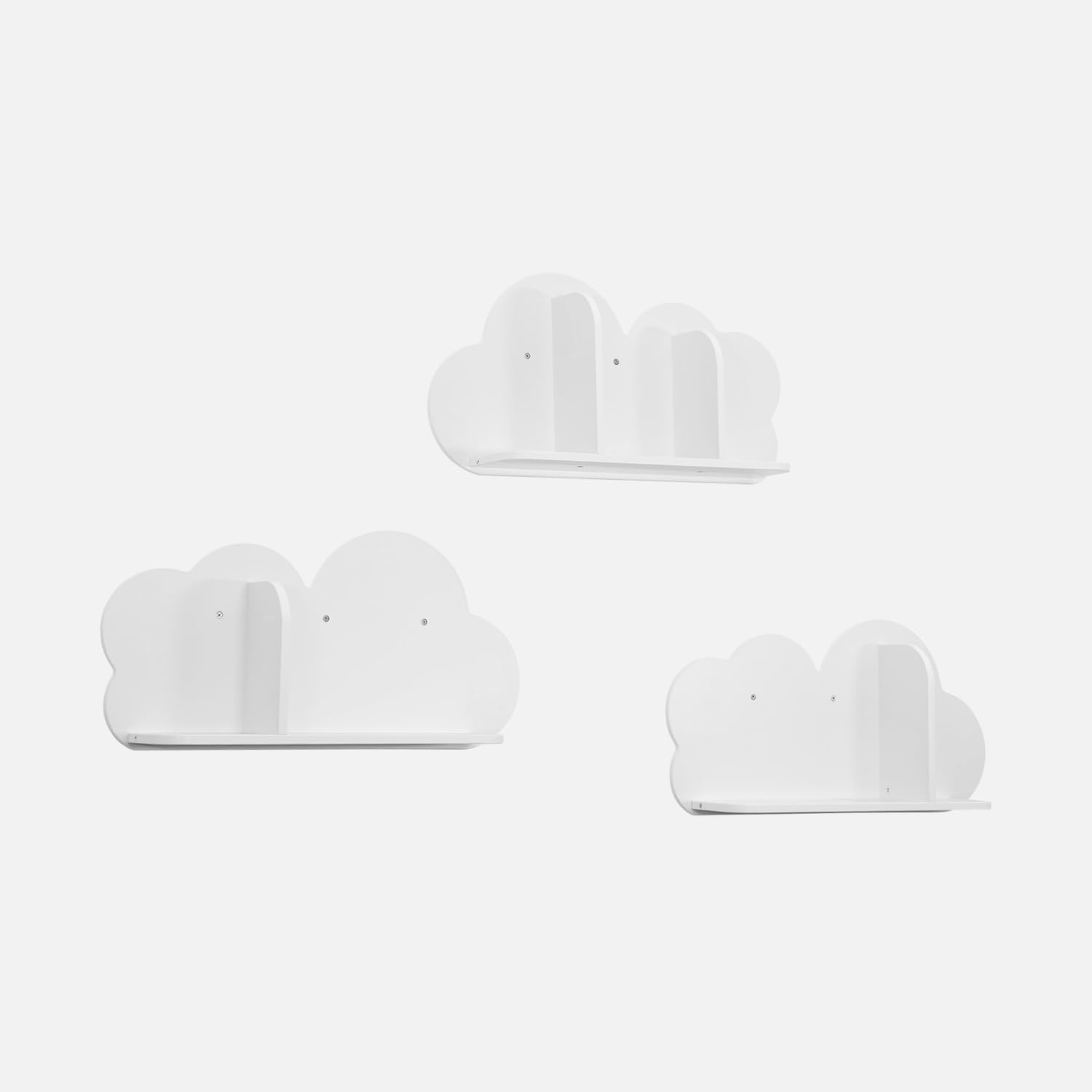Sweeek Estantería de pared nube para dormitorio infantil Nephos Blanco 34.5x12x23.5 cm Set de 3