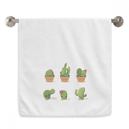 Serviette douce imprimée cactus et cordon d'illustration blanc de bain - 2