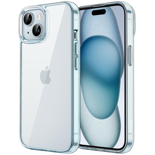 JETech Case for iPhone 15 6.1-Inch Non-Yellowing Shockproof Phone Bumper Cover Anti-Scratch Clear Back (Blue)