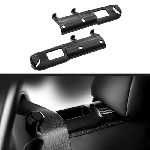 Rislobx 2 Pack Backseat Seat Belt Guide Holder Compatible with Tesla Model Y 2021-2024, ABS Seat Belt Guide with Double Hanger (Black)