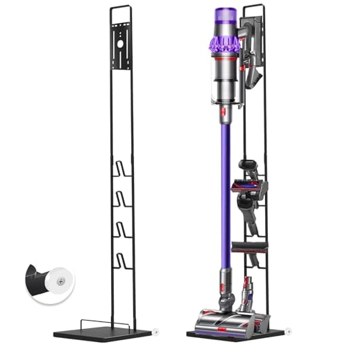 SAMMOO Vacuum Cleaner Stand Holder with Wheels for Dyson Vacuum Cleaner V15 V11 V10 V8 V7 V6 No Drilling - Floor Vacuum Stand Compatibel for T30 T20 V12 V11 V10 (Black)
