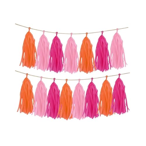 15 Pièces Guirlande de Pompons en Tissu, Guirlande de Pompons Papier Bannière De Gland De Fête Gland Frange Fiesta Non Montée Décorations De Maison pour La Maison Anniversaire Prénatale Noël Cadeau