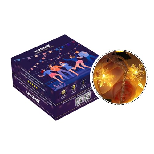 Image of Lexton Snowflake LED String Lights | Decorative Festive Lights | 14 LED Lights | Warm White | Plug Sourced |for Indoor & Outdoor Decorations, Diwali Christmas Wedding, Birthday, Festivals