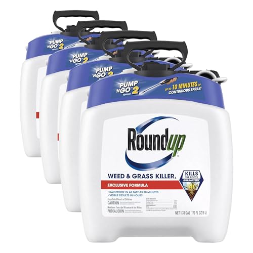 Roundup Weed &amp; Grass Killer4 with Pump 'N Go 2 Sprayer, 1.33 gal (Pack of 4)
