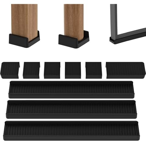 CHWM 4 Pcs Rectangle furniture pads,Non-slip chair leg protectors,Table and Sofa foot pads,furniture pads for hardwood floors,floor protectors for chairs,furniture chair foot pads(Black 1x10.5 in) Cover