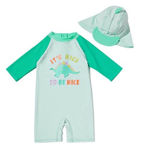 Image of Toddler Baby Boys Swimsuit One Piece Bathing Suit Rash Guard Swimwear UPF 50+ with Hat