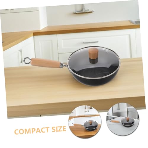 Wok de hierro fundido con tapa para cocina tradicional china miniatura 7