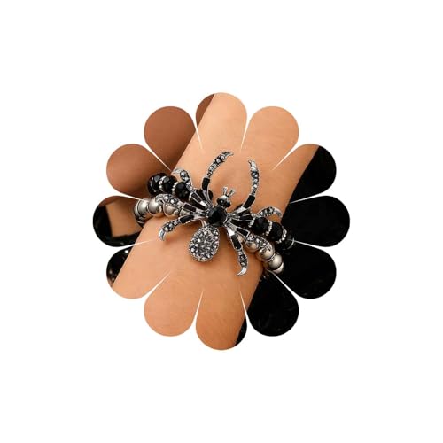 Bracelet araignée gothique en cristal noir CZ et strass, finition zinc