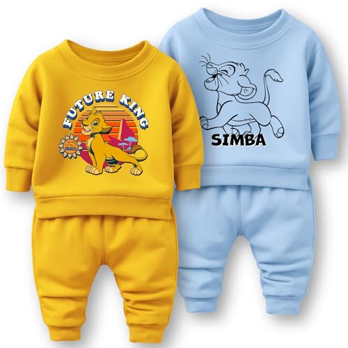 Image of Minicult Kids Cotton Co-ords Full Sleeve Sweatshirt and Pant Set with Character Print